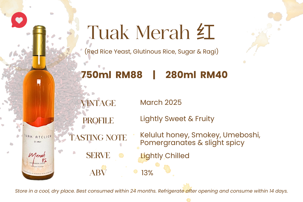 Tuak Merah — the Foochow–Dayak signature, a ruby red-yeast rice wine